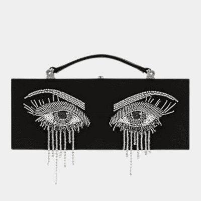 VERA BEAD DECORATION RECTANGULAR CLUTCH BAG
